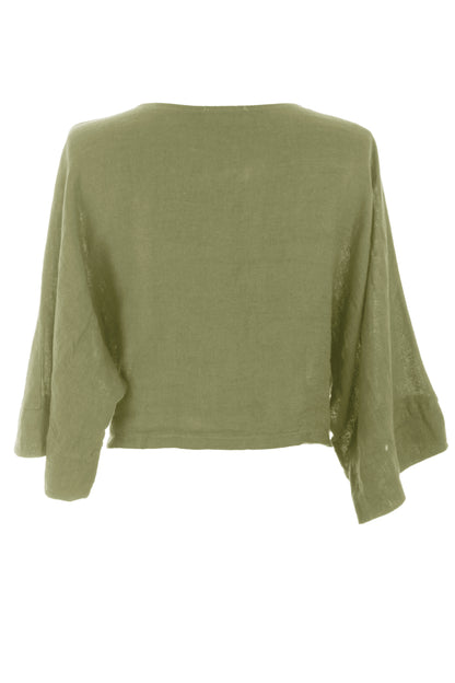 Twist Front Linen Crop Top