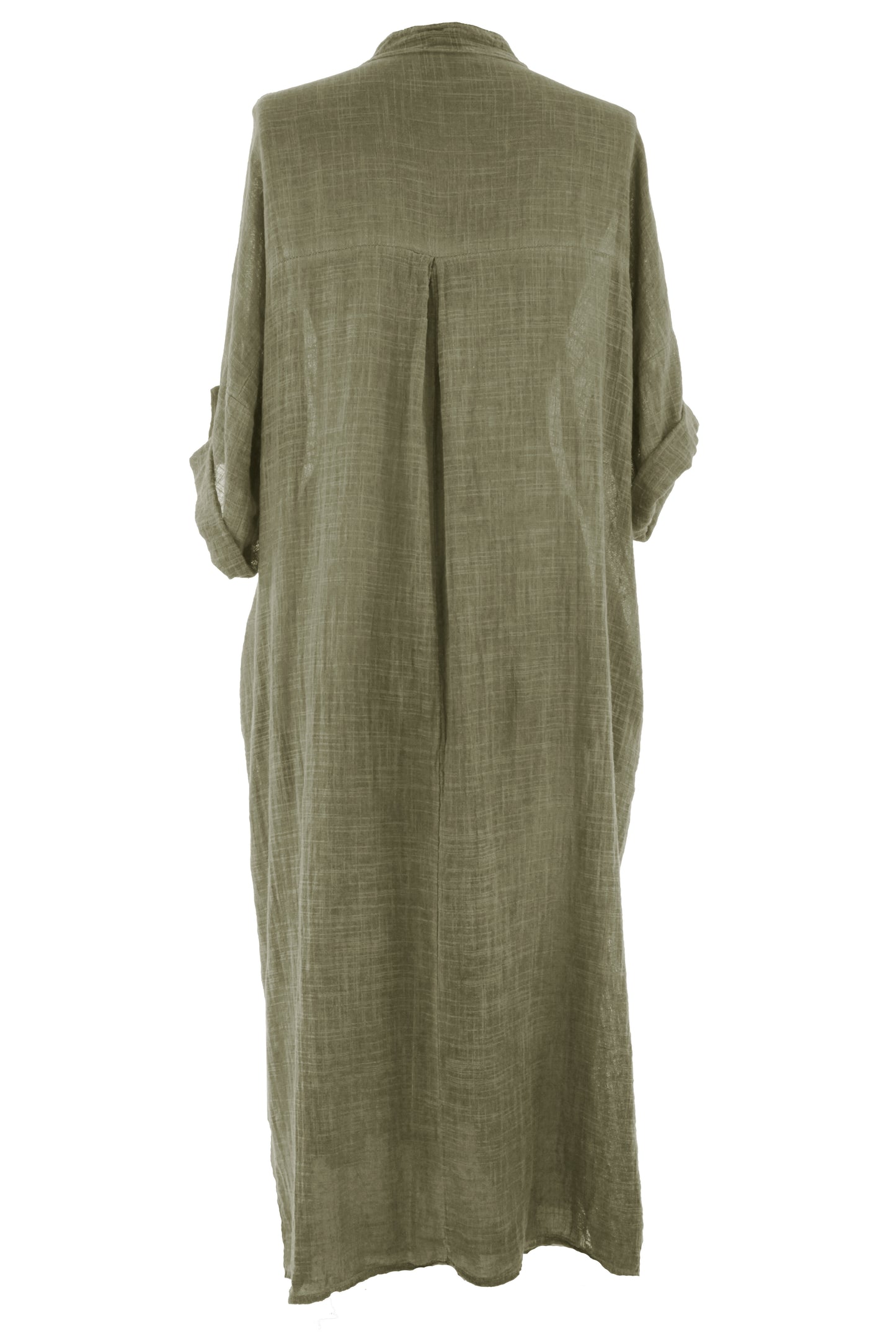 V Neck 2 Pocket Cotton Midi