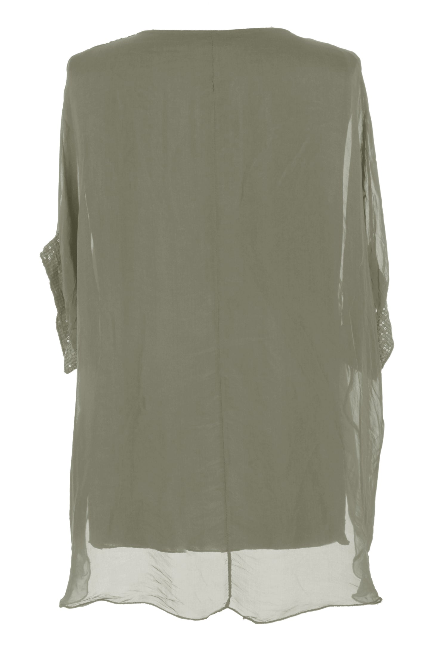 Sequin Hem Silk Top