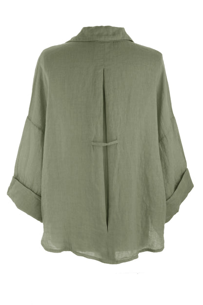 Collar V Neck Linen Shirt