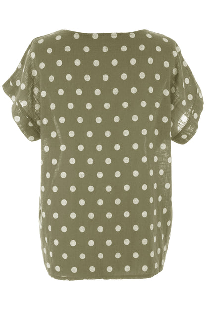 Polka Dot Print Necklace Top