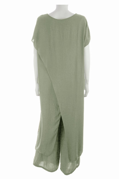 Crossover Tunic Top Wide Leg Trouser Set
