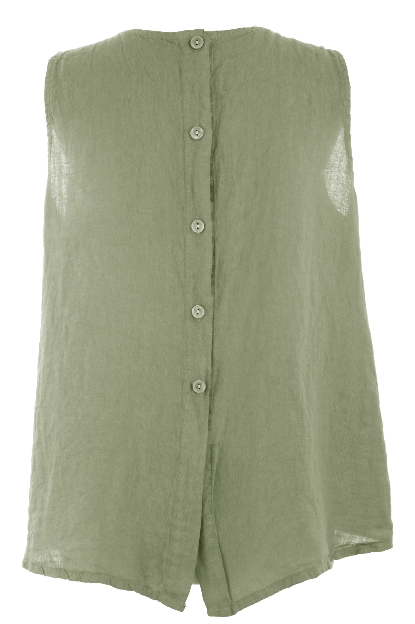 Sleeveless Button Back Linen Top