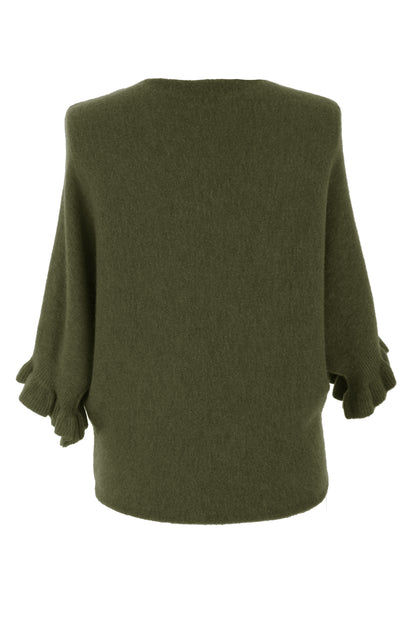 Frill Batwing Soft Knit Wool Jumper