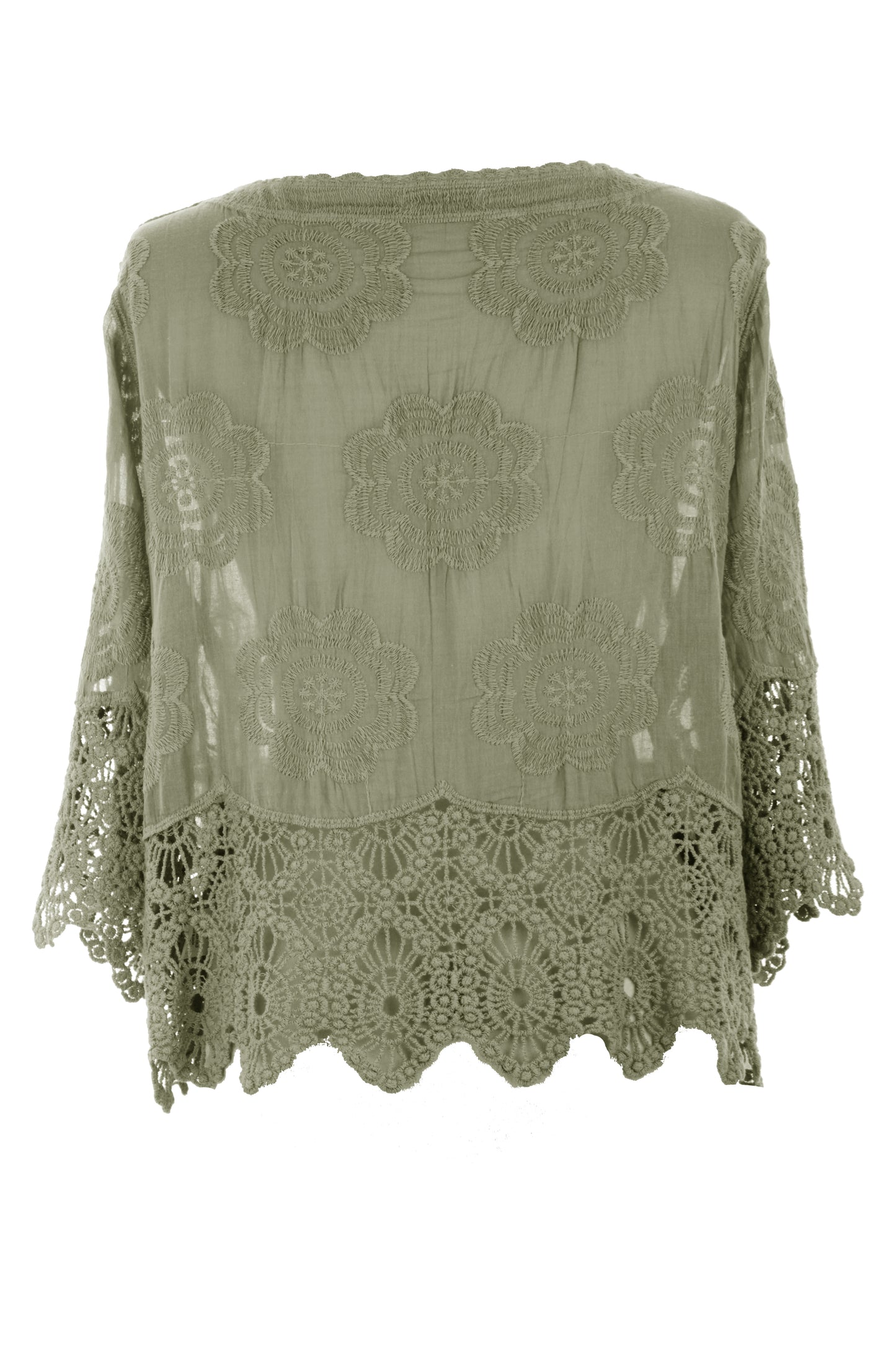Crochet Trim Cotton Shirt