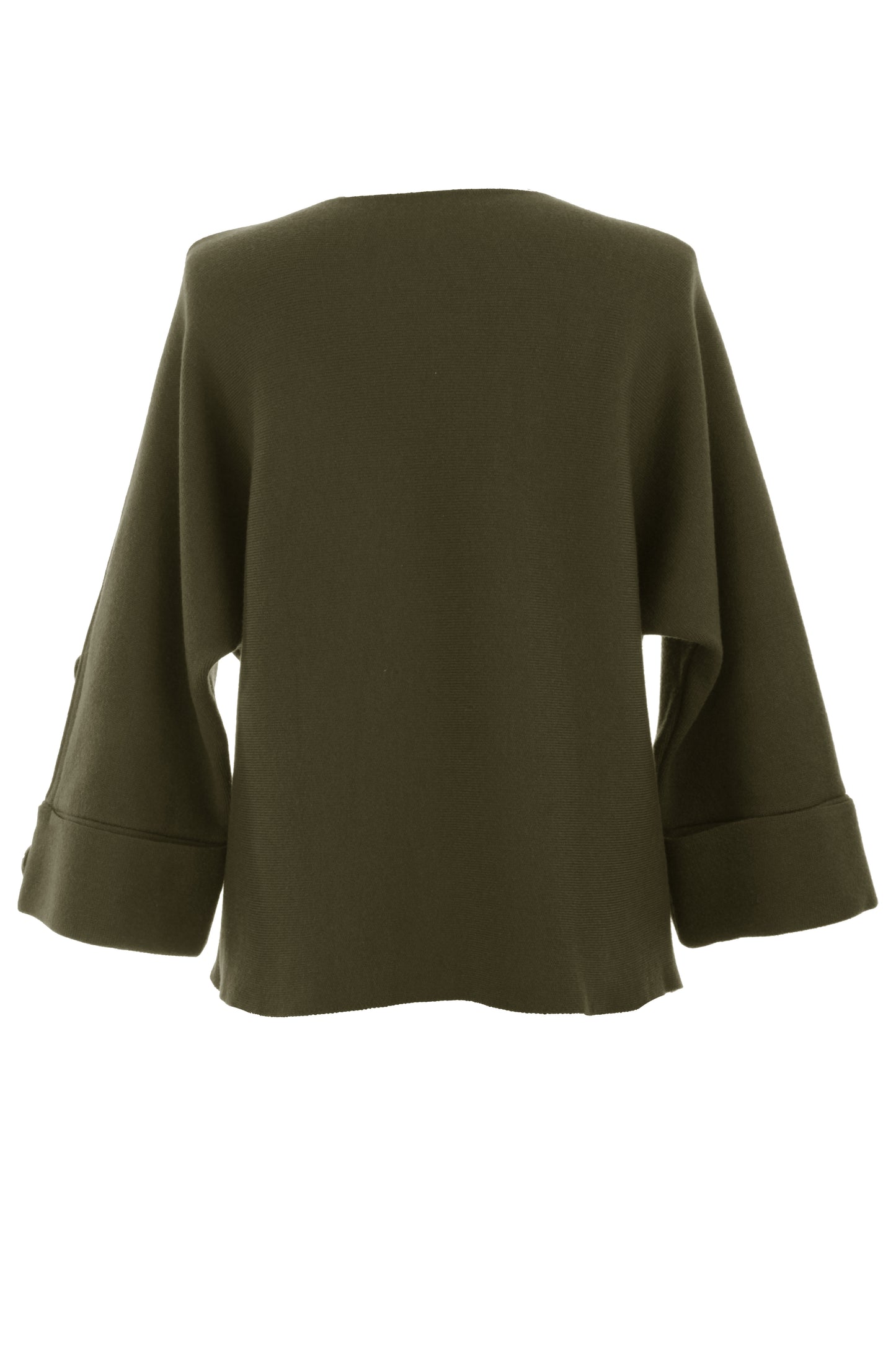 Button Detail 3/4 Sleeve Heavy Knit Jumper