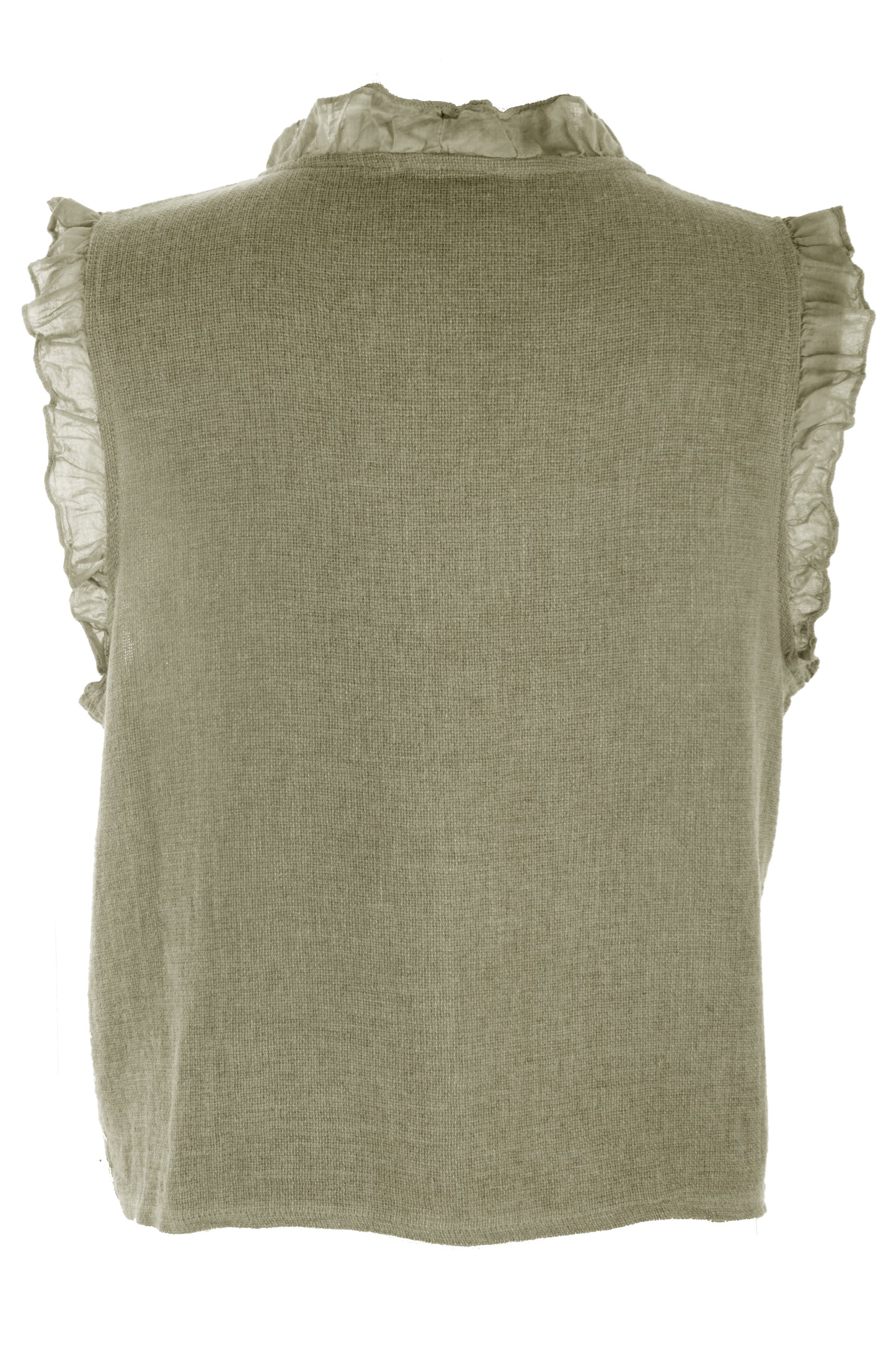 Sleeveless Frill Trim Teabag Top
