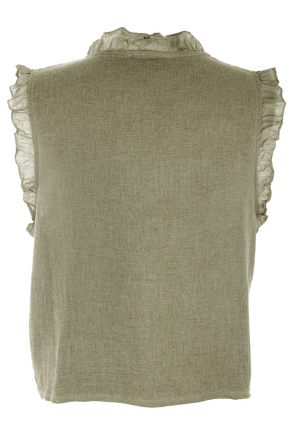 Sleeveless Frill Trim Teabag Top