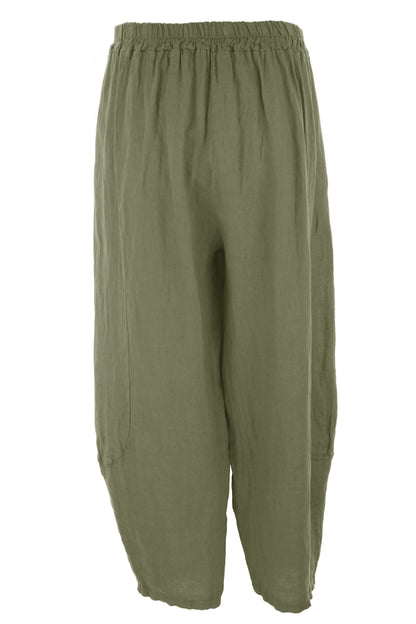 2 Pocket Barrel Leg Linen Trouser