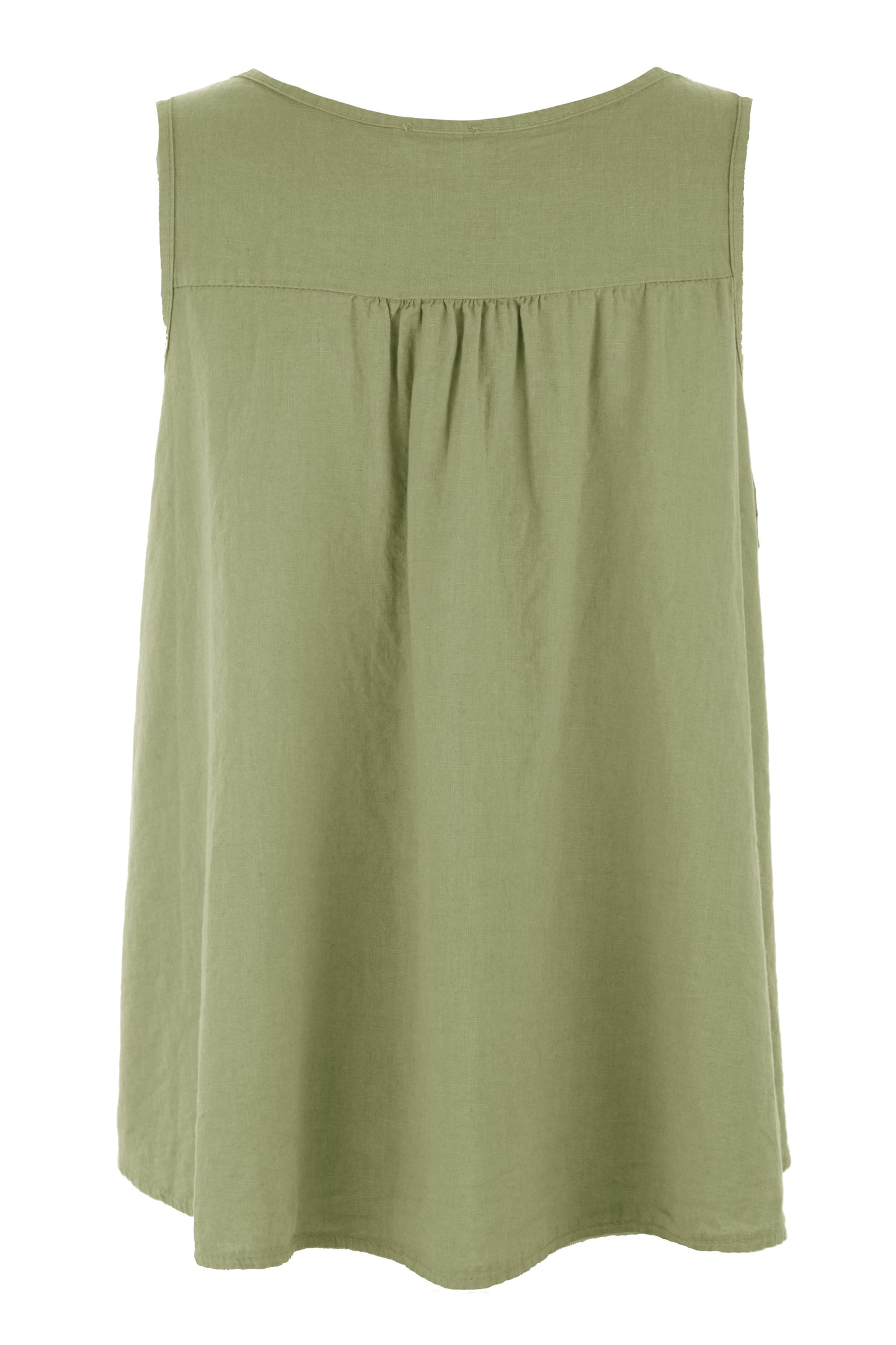 Sleeveless V Neck Button Detail Linen Top