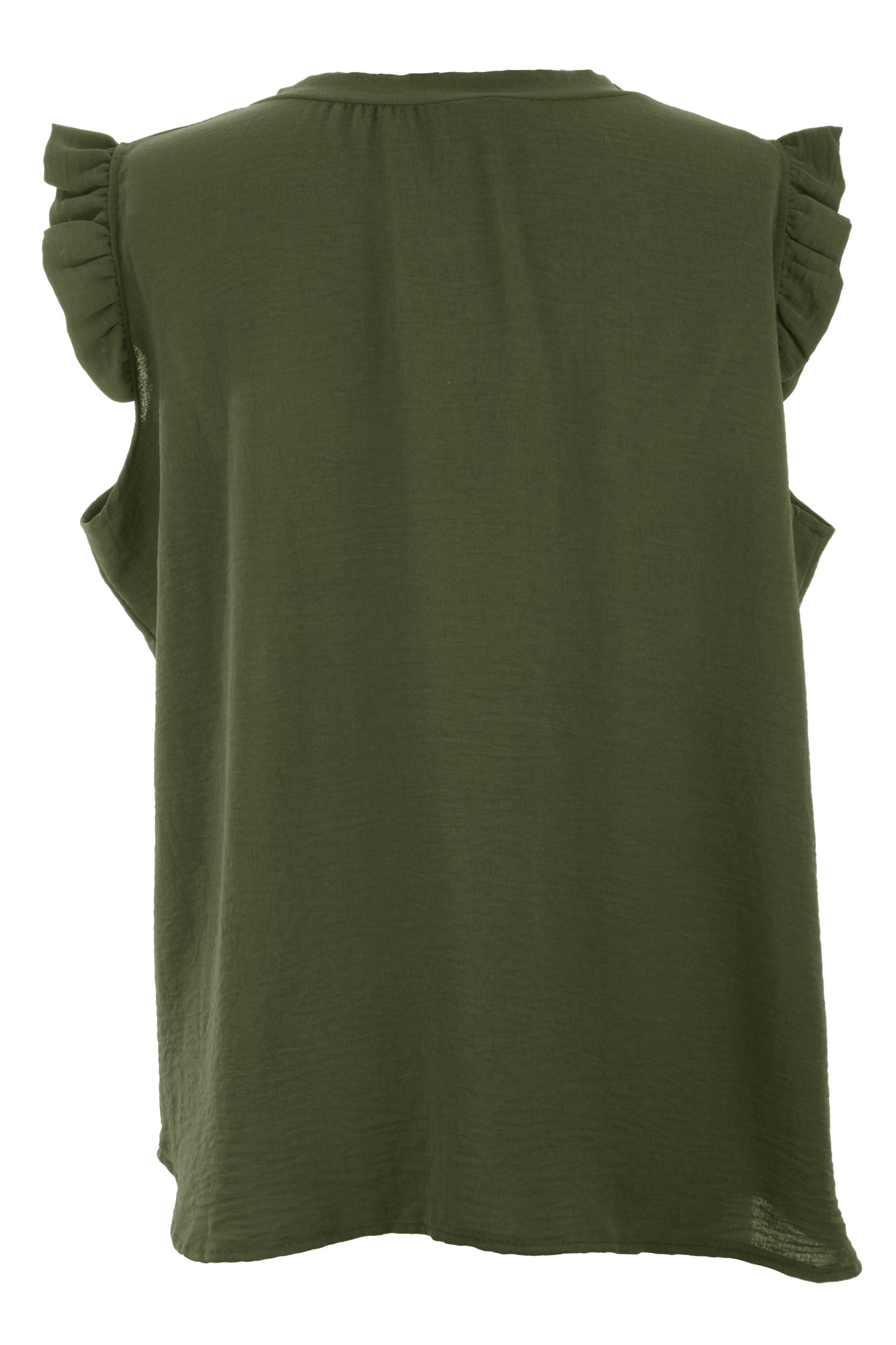 Sleeveless Frill Trim Necklace Top