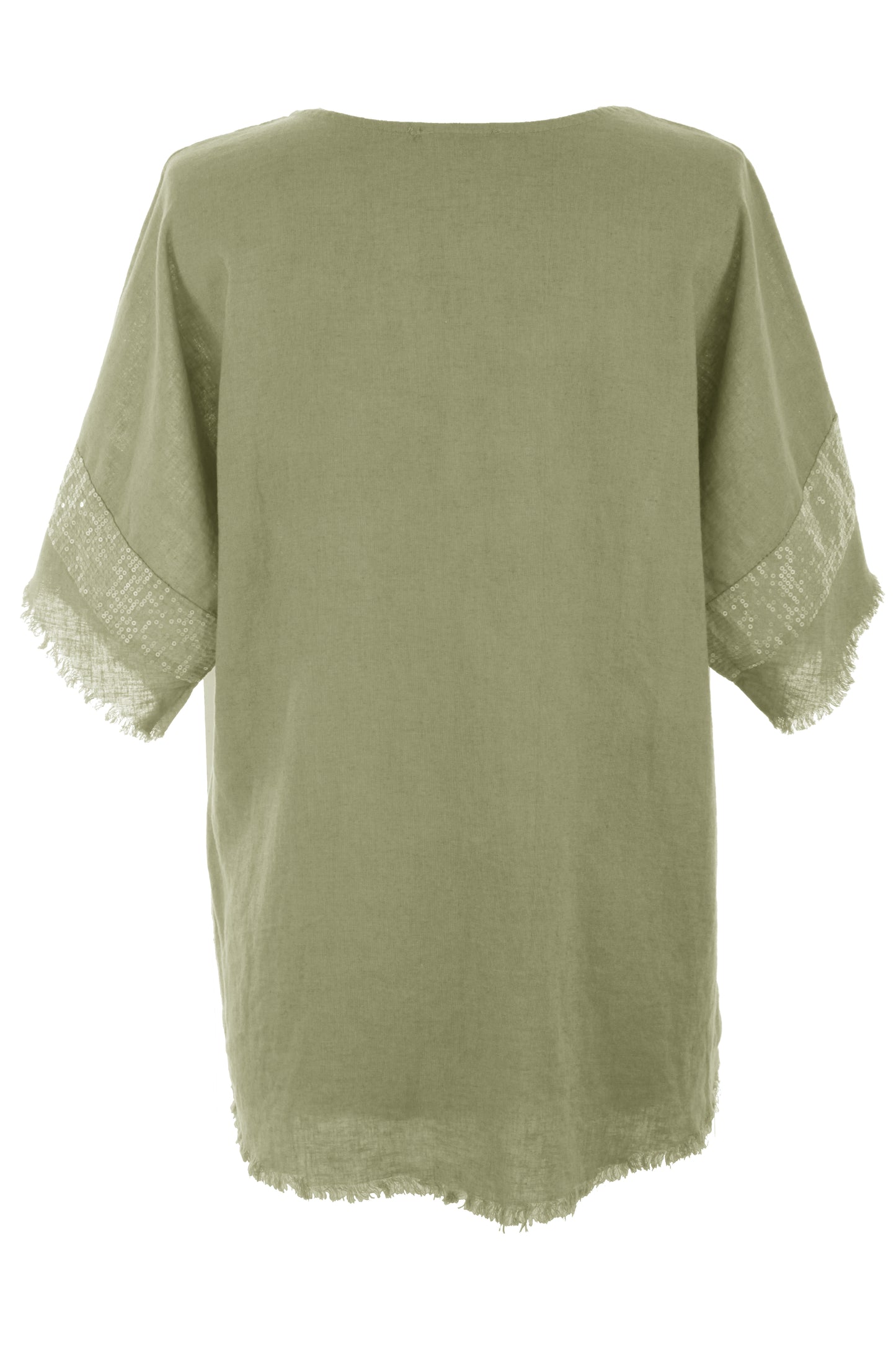 Sequin Trim Linen Top