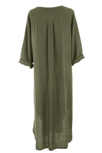One Button Detail Midi Dress