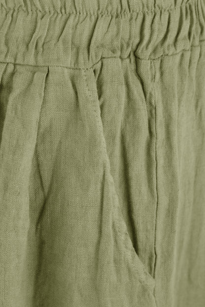 Frayed Trim Linen Shorts