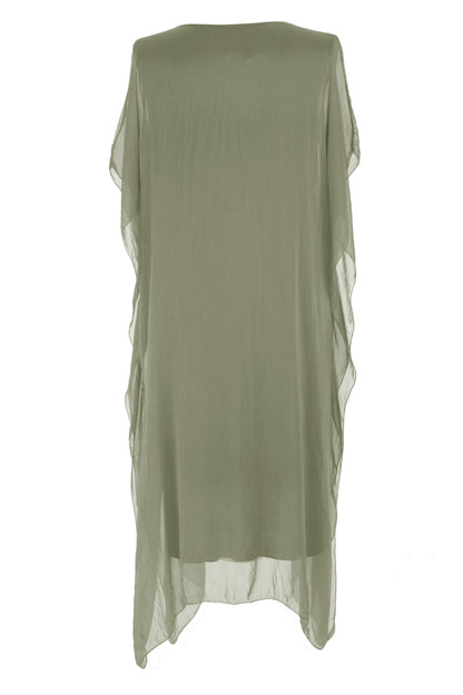 Batwing Silk Kaftan Midi