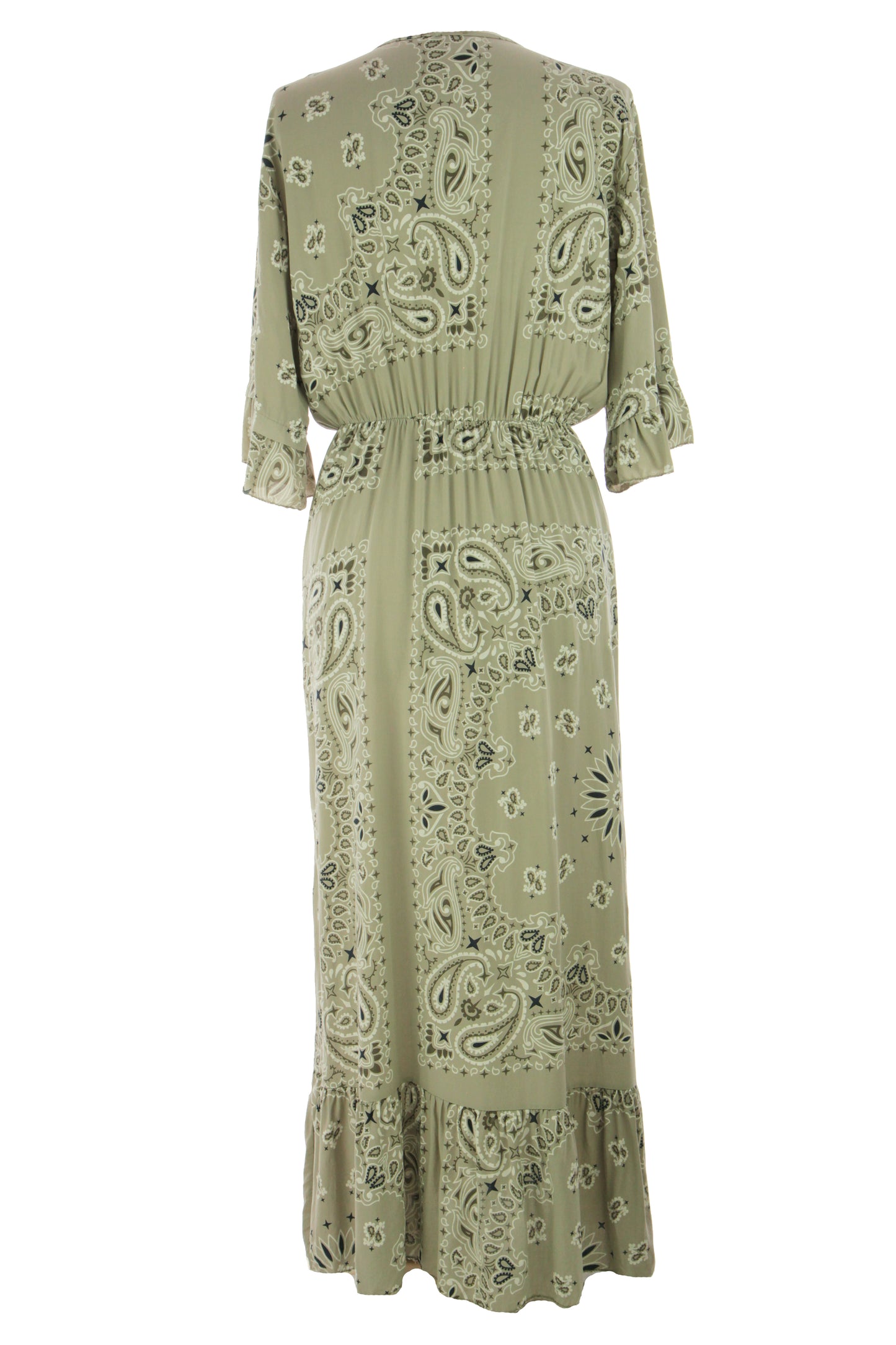 V Neck Paisley Print Midi Dress
