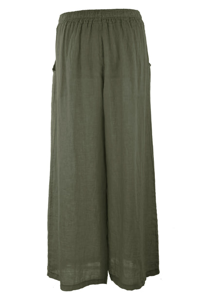 2 Pocket Wide Leg Linen Trouser
