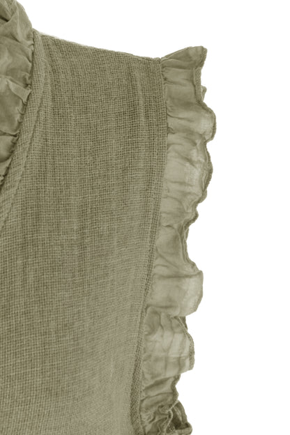 Sleeveless Frill Trim Teabag Top
