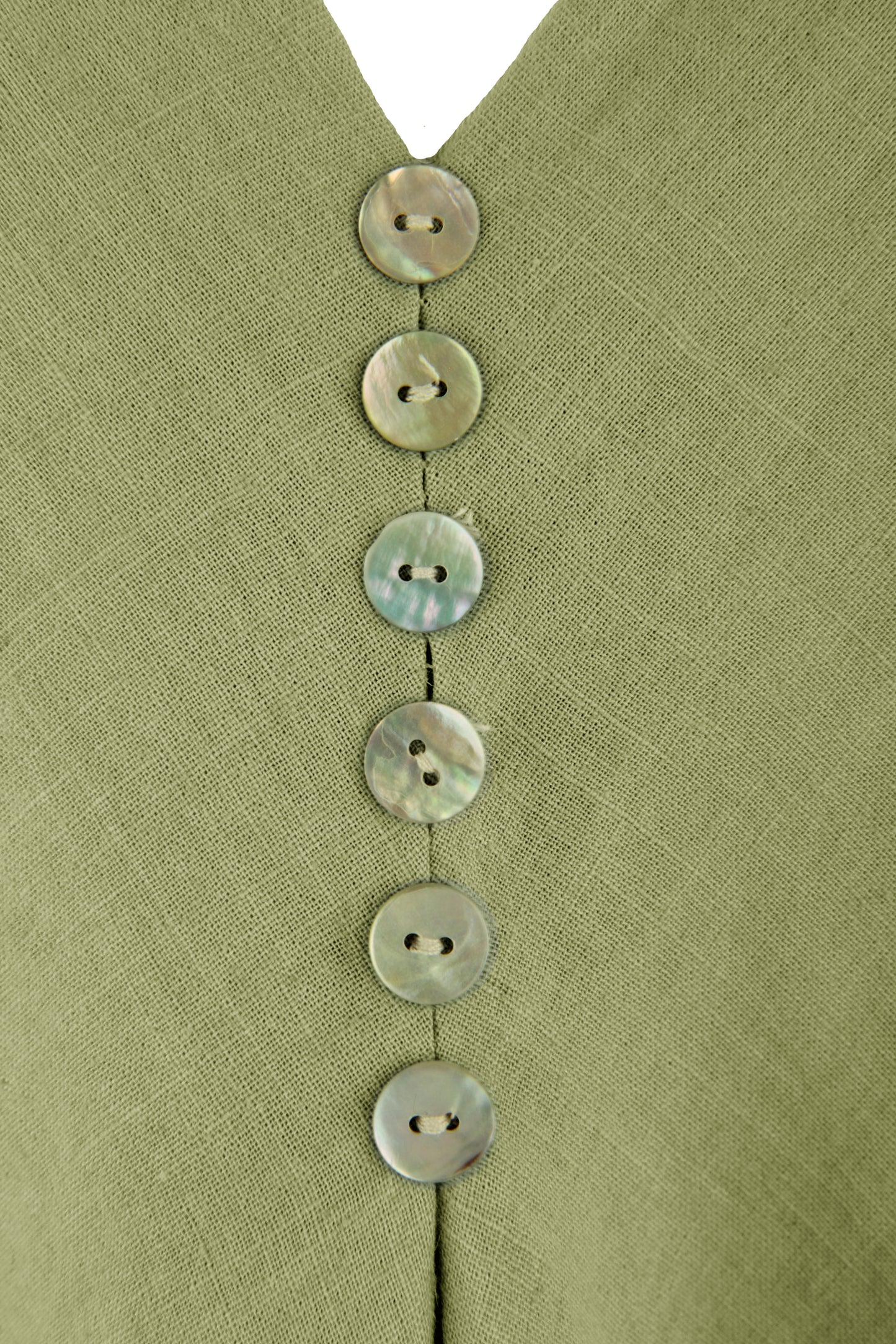 Sleeveless V Neck Button Detail Linen Top