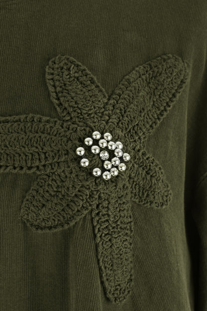 Flower Applique Corduroy Maxi