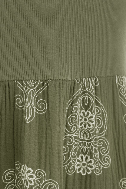 2 Pocket Mandala Print Midi Dress