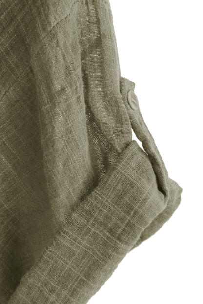 V Neck 2 Pocket Cotton Midi