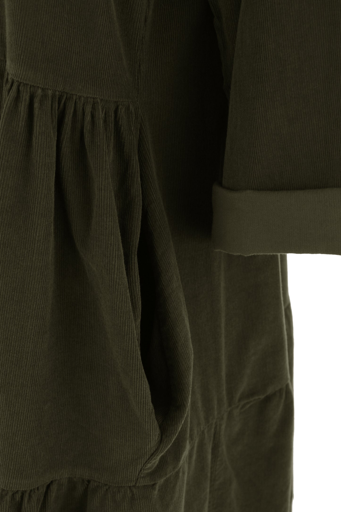 Tiered Swing Corduroy Dress