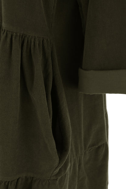 Tiered Swing Corduroy Dress
