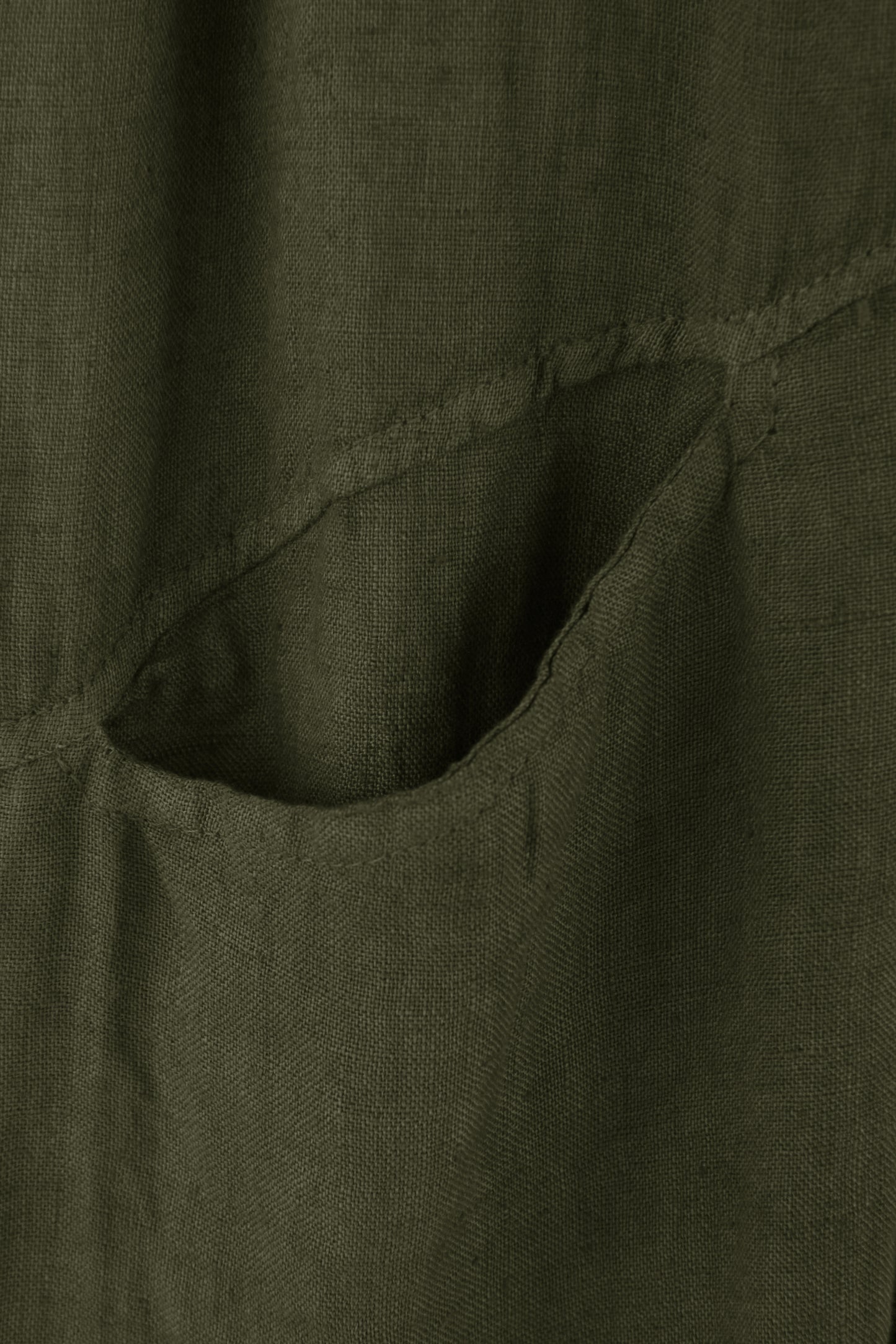 2 Slit Pocket Barrel Leg Linen Trouser
