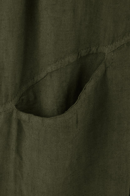 2 Slit Pocket Barrel Leg Linen Trouser