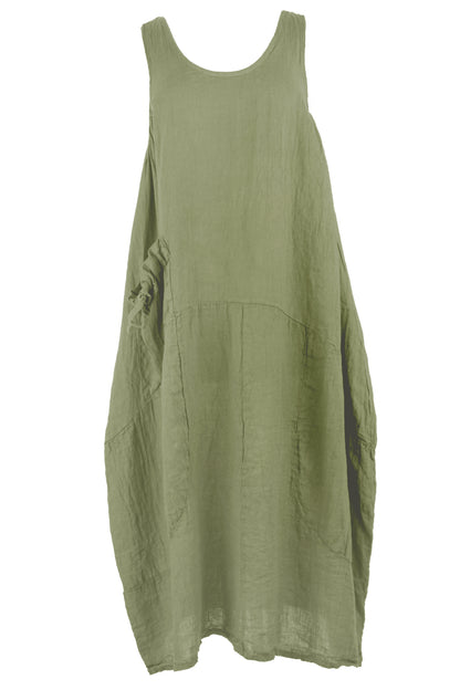 Sleeveless Pocket Linen Dress