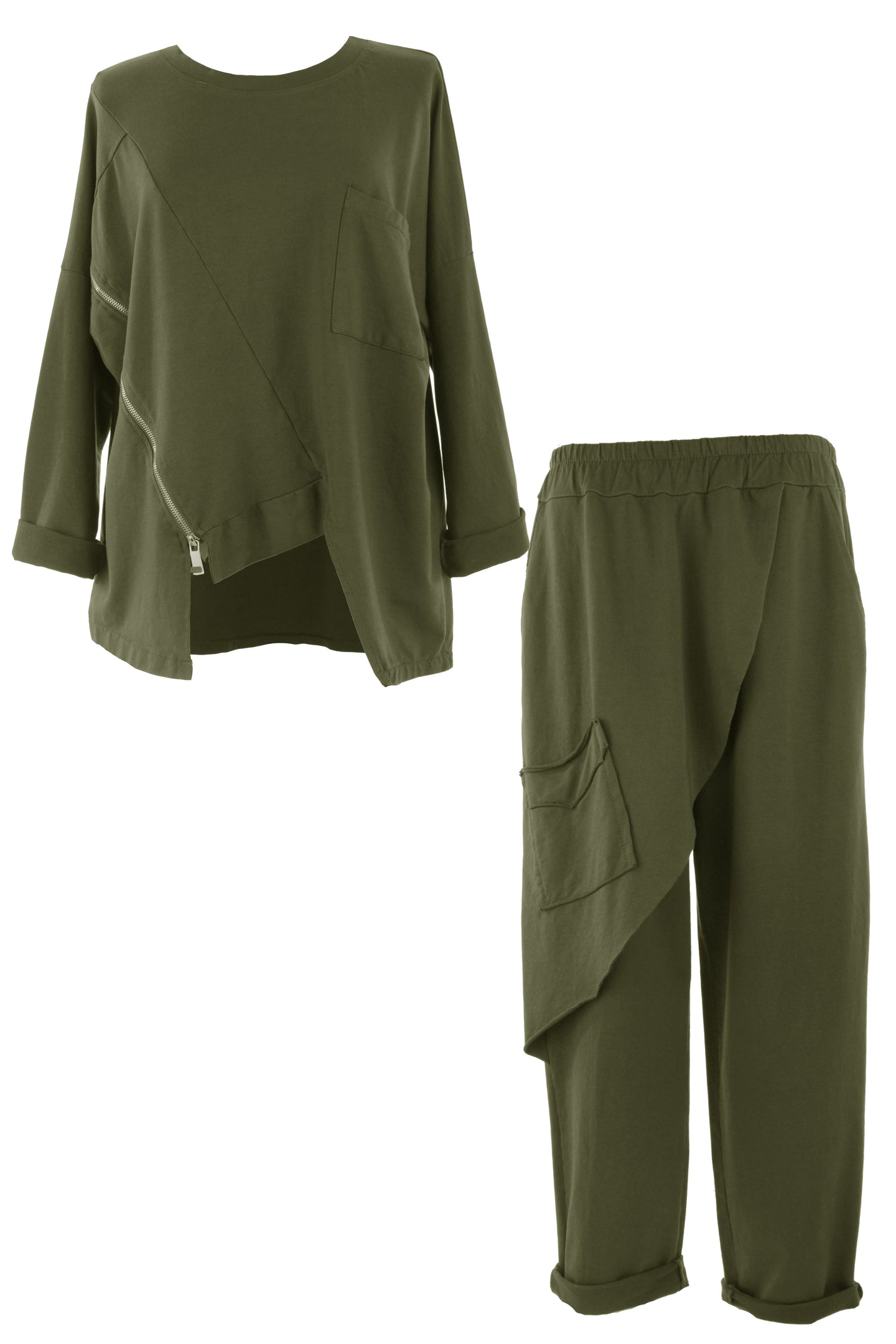 Zip Detail Sweatshirt Jogger Set