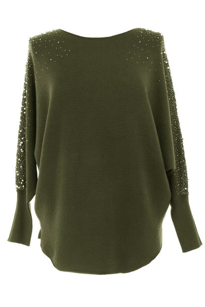 Pearl Diamante Sleeve Jumper