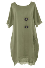 Load image into Gallery viewer, Tab Detail Linen Dress
