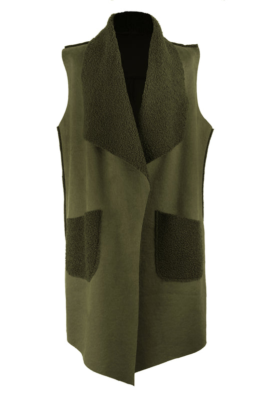 Waterfall Faux Suede Gilet