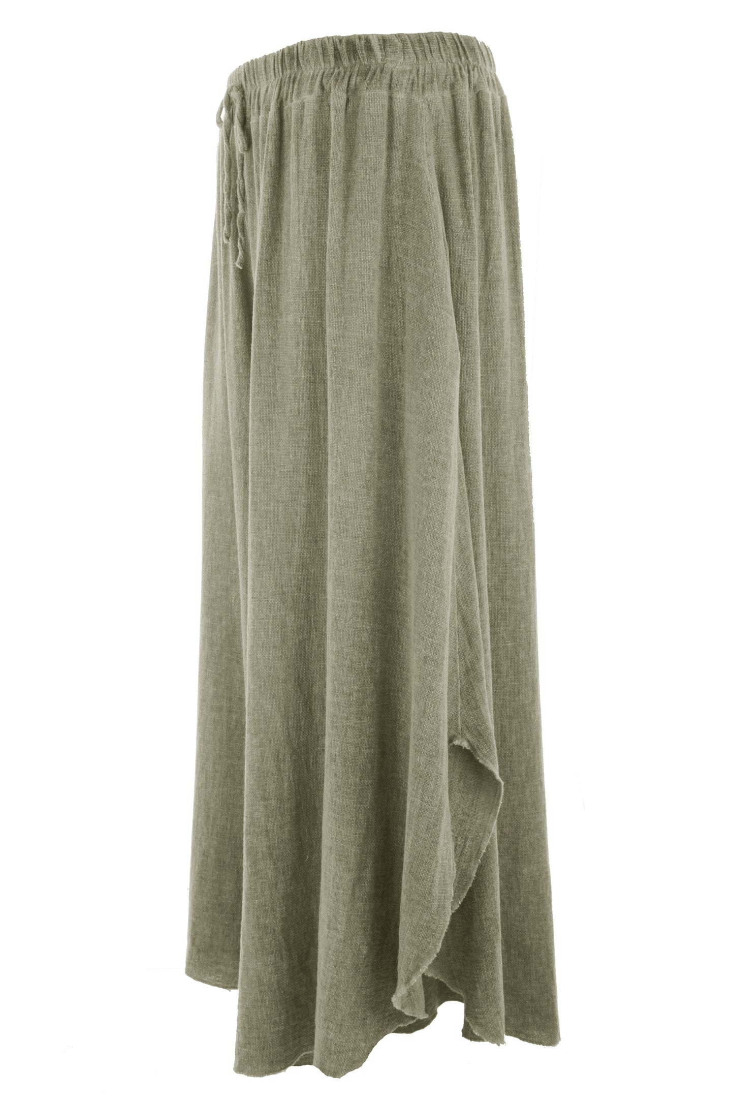 Side Slit Wide Leg Teabag Linen Trouser
