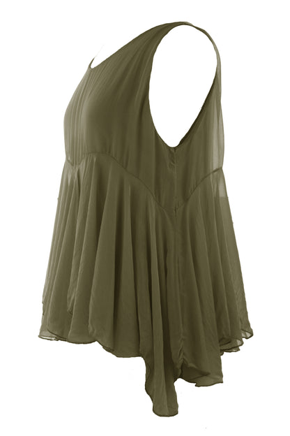 Sleeveless Swing Silk Top
