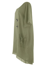 Load image into Gallery viewer, Tab Detail Linen Dress

