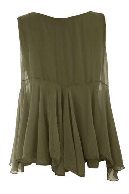 Sleeveless Swing Silk Top
