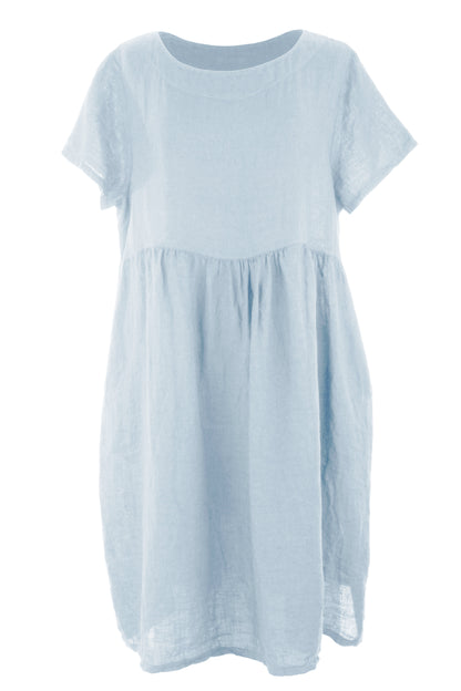 Short Sleeve 2 Pocket Linen Dress