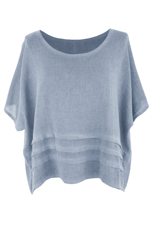 Pleat Detail Hopsack Linen Top