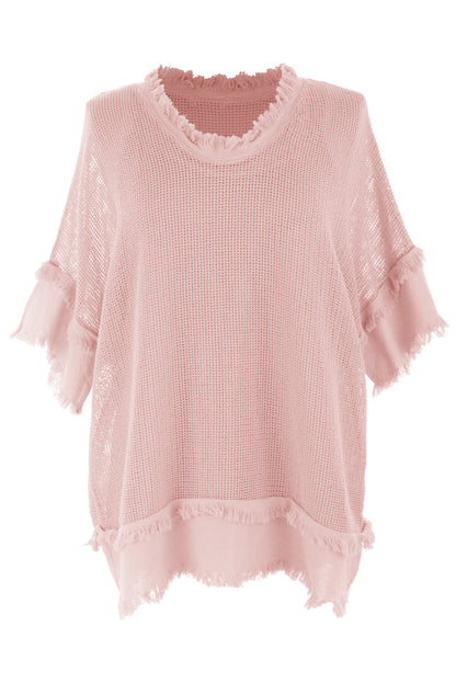 Frayed Trim Mesh Top with Vest