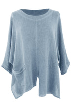 Load image into Gallery viewer, V Cutout Hem Linen Teabag Top
