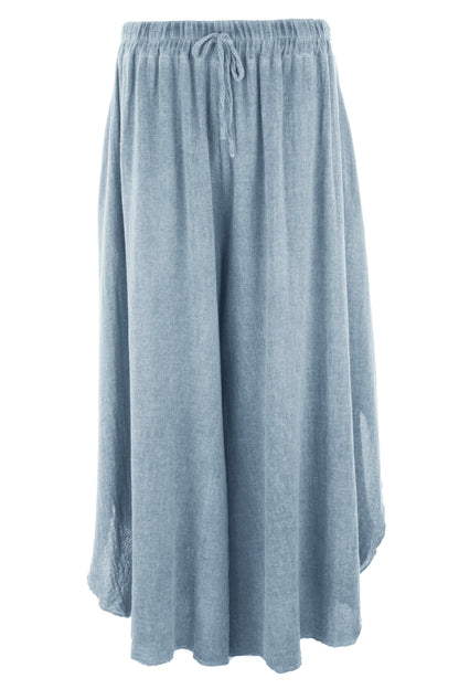 Side Slit Wide Leg Teabag Linen Trouser