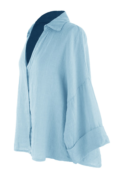 Collar V Neck Linen Shirt