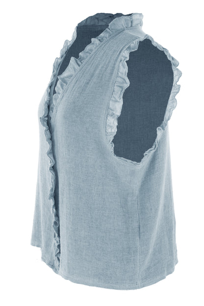 Sleeveless Frill Trim Teabag Top