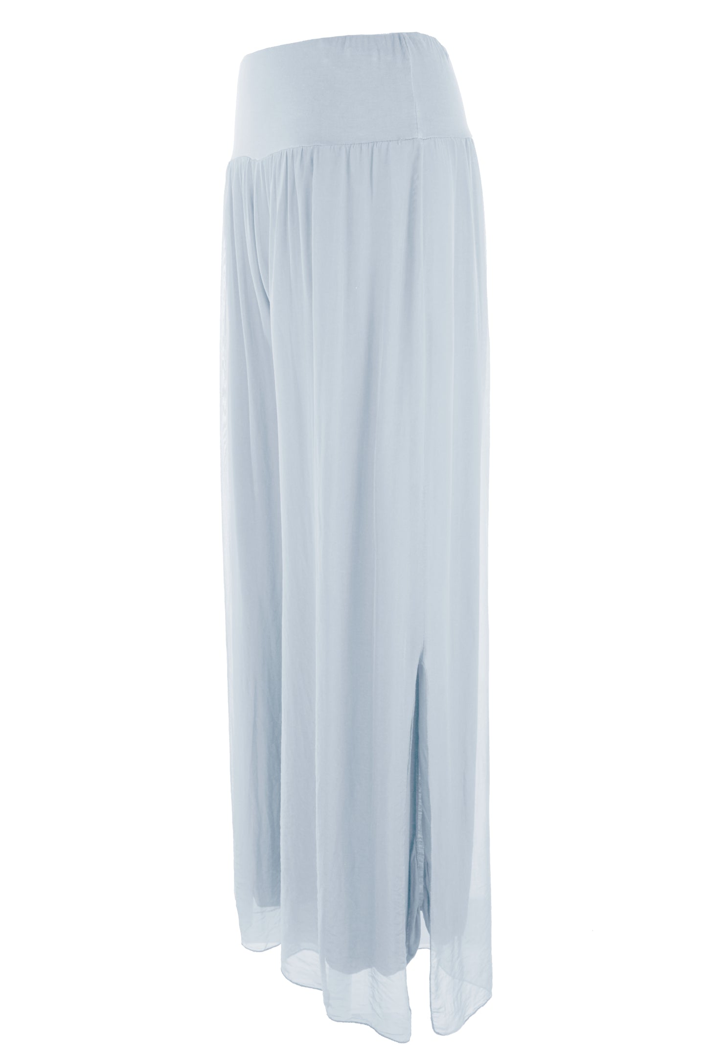 Side Slit Wide Leg Silk Trouser