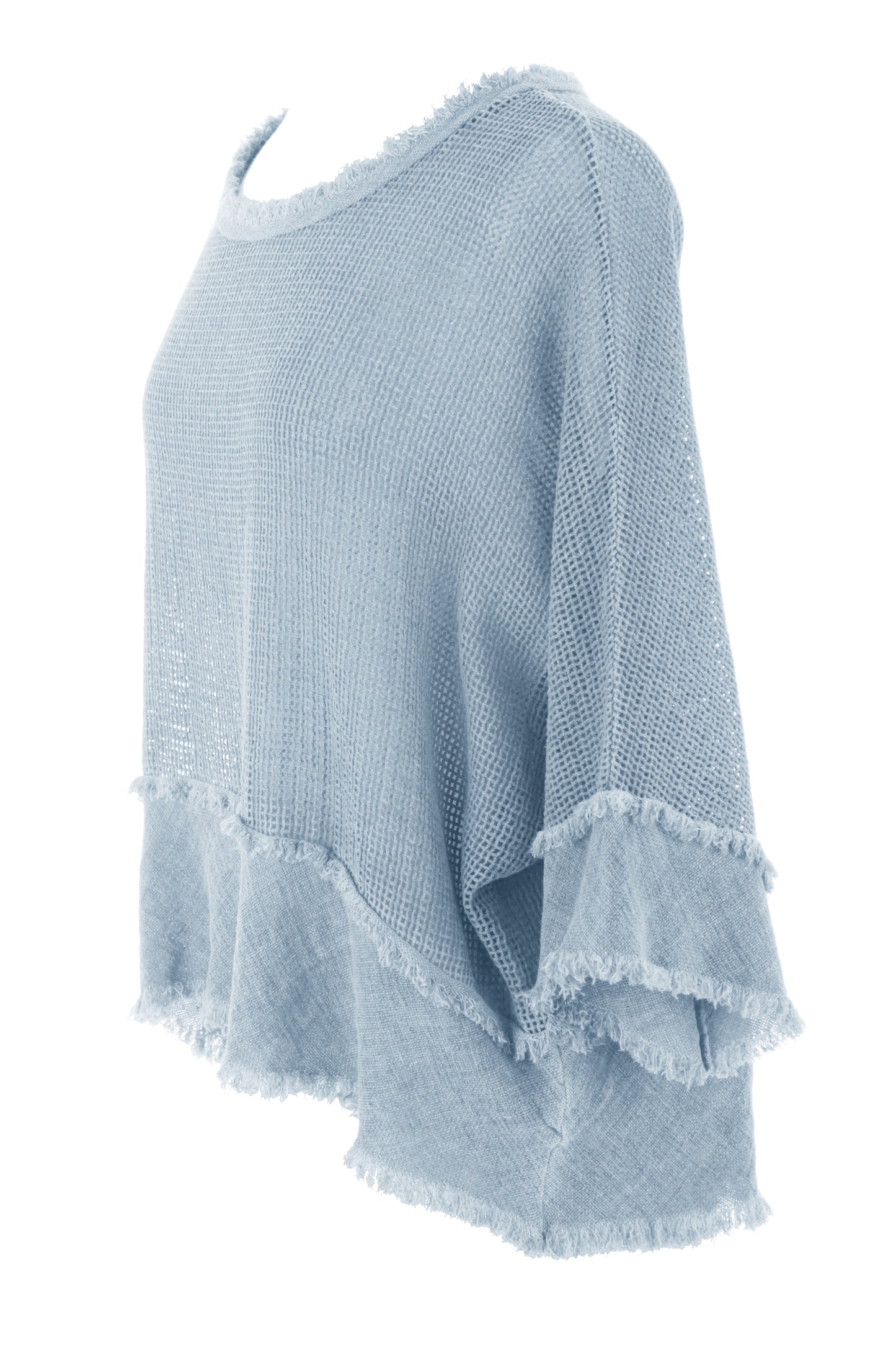 Frayed Trim Linen Mesh Top