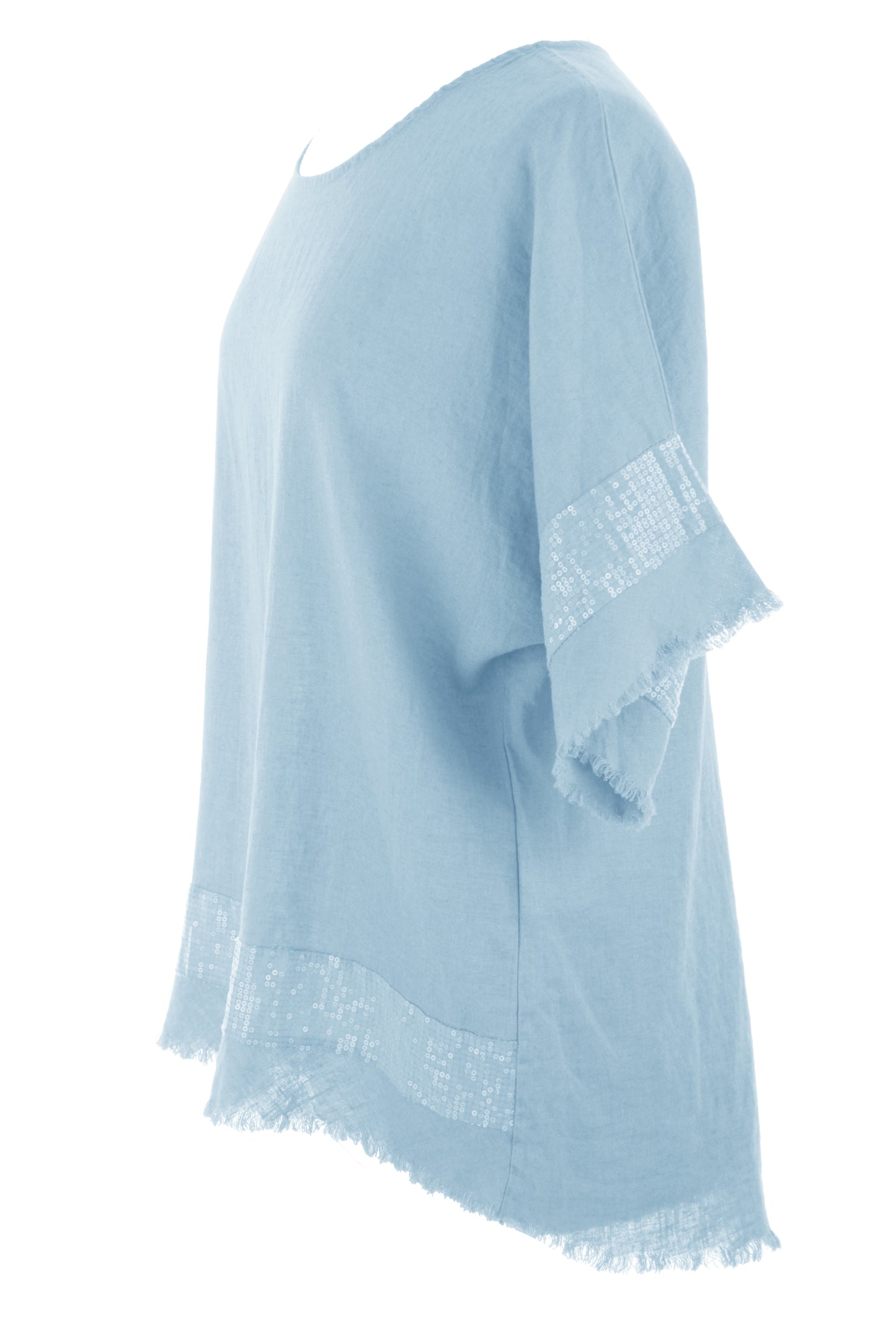 Sequin Trim Linen Top