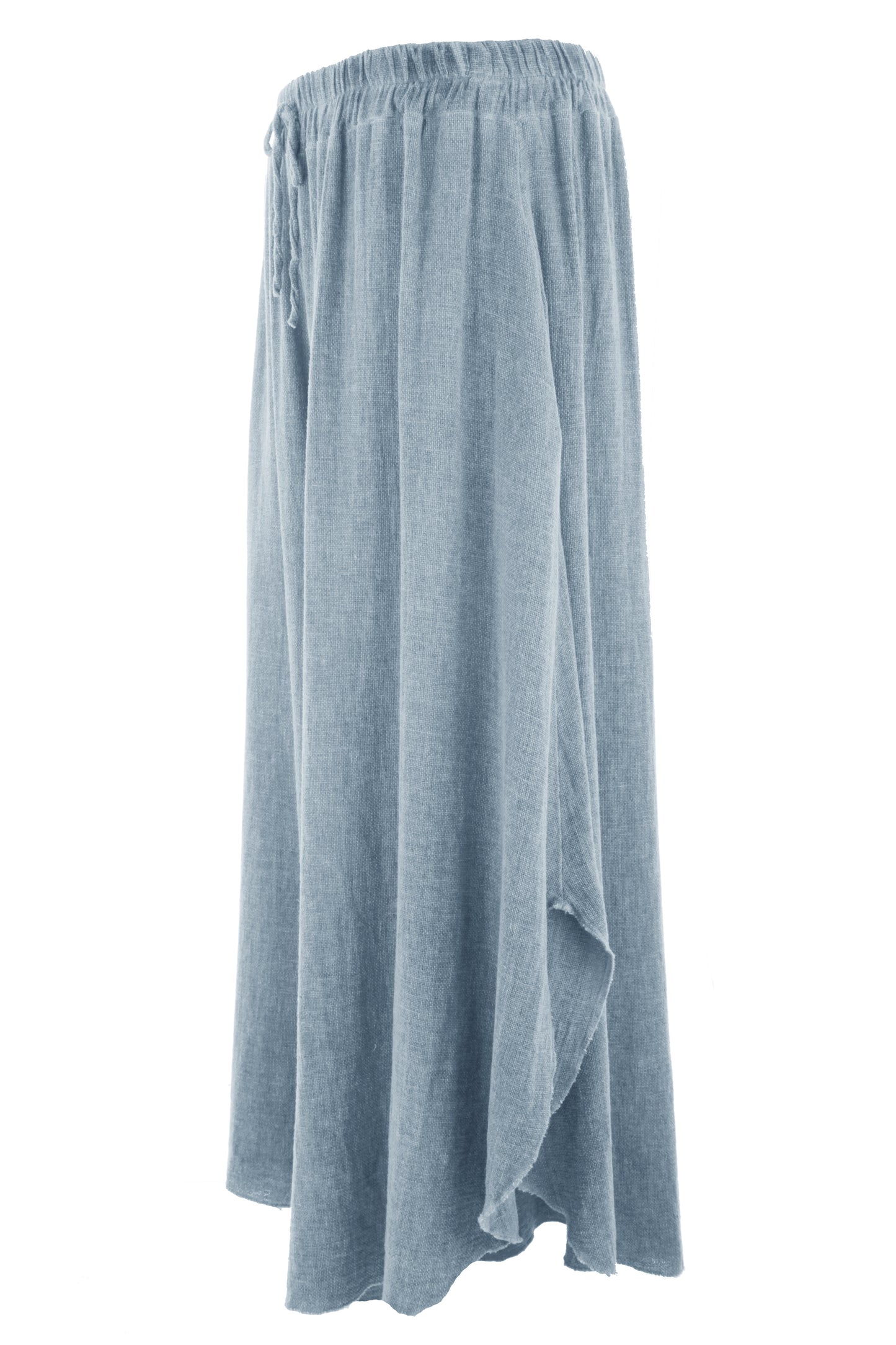 Side Slit Wide Leg Teabag Linen Trouser